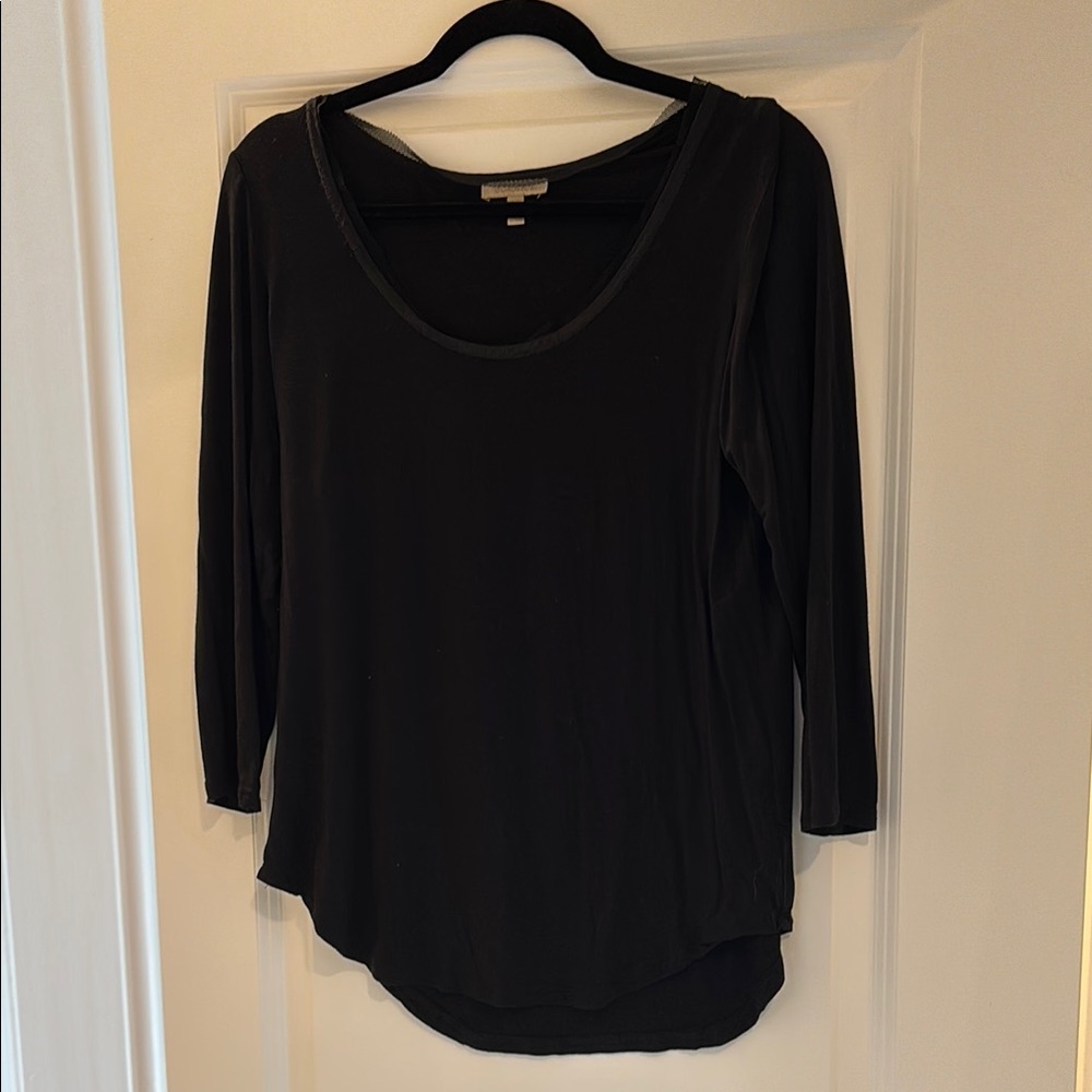 Bordeaux Black Fitted Long Sleeve Blouse
